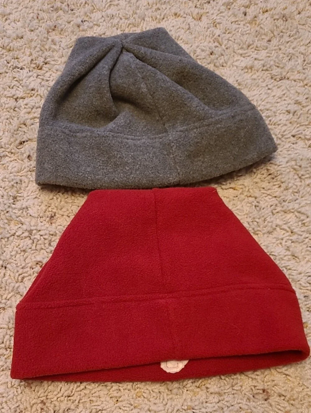 Port Authority Kids Fleece Beanie Hat - Red & Gray